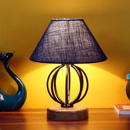 Devansh Blue Jute Table Lamp With Wood & Iron Base-41