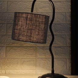 Devansh Black Textured Jute Zig Zag Curvy Table Lamp With Iron Base-27