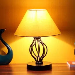 Devansh Yellow Cotton Table Lamp With Iron Base-10