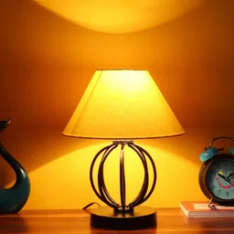 Devansh Yellow Cotton Table Lamp With Iron Base-9