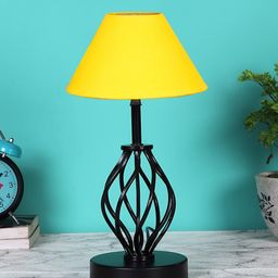 Devansh Yellow & Black Solid Frustum Shaped Table Lamp-41