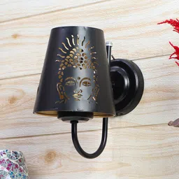Devansh Black Etched Buddha Ji Textured Wall Mounted Lamp With Iron Base-picture-55