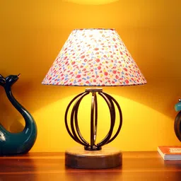Devansh Multicoloured Printed Cotton Table Lamp With Iron Base image 5