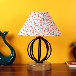 Devansh Multicoloured Printed Cotton Table Lamp With Iron Base image 4