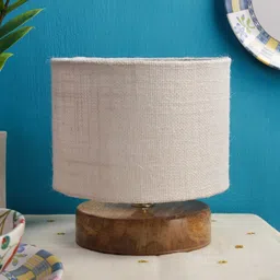 Devansh White Solid Table Lamp With Jute Shade image 3