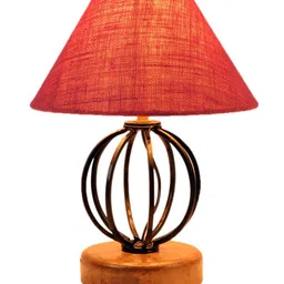 Devansh Pink Jute Table Lamp With Wood & Iron Base image 5