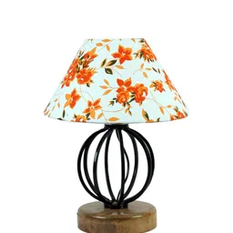 Devansh Multicoloured Printed Cotton Table Lamp With Wood & Iron Base image 5