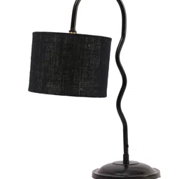 Devansh Black Textured Jute Zig Zag Curvy Table Lamp With Iron Base image 3
