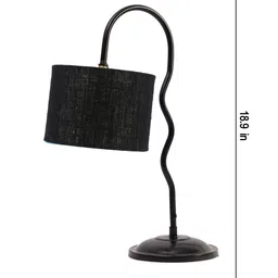 Devansh Black Textured Jute Zig Zag Curvy Table Lamp With Iron Base image 4