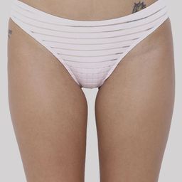 BASIICS by La Intimo Women Pack of 2 Grey & Rose Striped Basic Briefs image 2