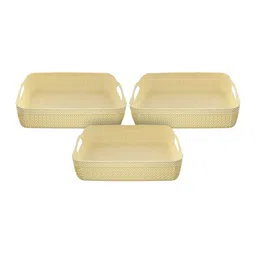 Kuber Industries Cream Set Of 3 Textured Storage Basket-14
