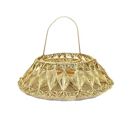 PujaNPujari Gold Toned Textured Metal Round Pooja Metalware-40