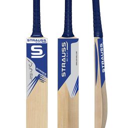 STRAUSS Kids Beige & Blue Printed Willow Wood Cricket Bat-image-8