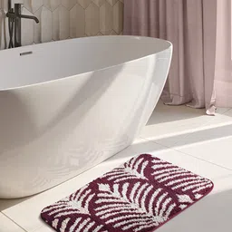 OBSESSIONS Maroon & White 1400 GSM Anti-Skid Bath Rug-14