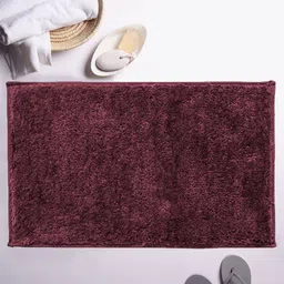 LUXEHOME INTERNATIONAL Burgundy Solid 2200 GSM Rectangular Bath Rug-17