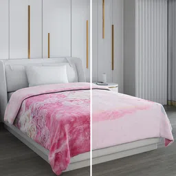 Monte Carlo Pink & White Floral 850 GSM Mild Winter Single Bed Blanket-image-29