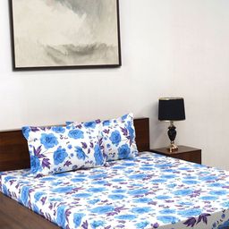 BOMBAY DYEING Epigram Blue Floral Pure Cotton 120 TC King Bedsheet Set 2.74 m X 2.74 m-image-34