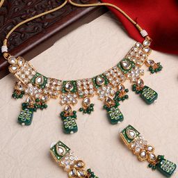 ASMITTA JEWELLERY Gold-Plated Stone-Studded & Beaded Jewellery Set-image-62