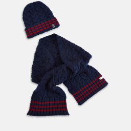 Pantaloons Junior Boys Navy Blue Beanie Cap With Muffler Set-picture-3