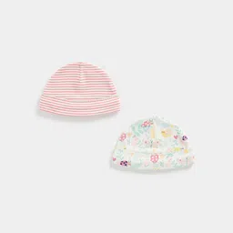 mothercare Infant Kids Pack Of 2 Printed Pure Cotton Beanie-28