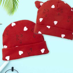 Babywish Infants Pack of 2 Printed Cotton Beanie-image-79