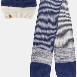 Bharatasya Men Colourblocked Acrylic Wool Beanie & Muffler-51