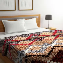 KLOTTHE Maroon & Black Abstract-Printed 1000GSM Woolen Double Bed Blanket-7