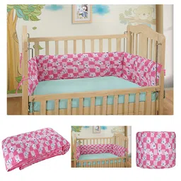 DearJoy Kids Pink Printed Baby Bedding Bumper-image-46