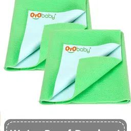 OyO Baby Set of 2 Green Waterproof Dry Sheets Bed Protector - Large-image-110