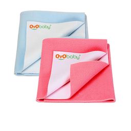 OyO Baby Blue & Rose 2 Pieces Fleece Waterproof  Extra Absorbent Small Mattress Protectors-image-95