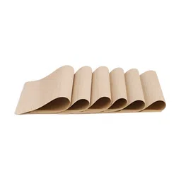 OBSESSIONS Beige & White 6 Pieces Striped Heat Resistant Rectangle Table Placemats-58