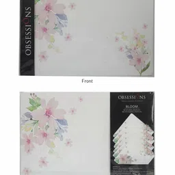OBSESSIONS Beige & Grey 12 Pieces Floral Rectangular Table Placemats with Coasters image 5