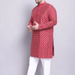 SOJANYA PLUS Embroidered Regular Thread Work Kurta With Pyjamas & With Nehru Jacket-picture-1