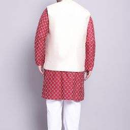 SOJANYA PLUS Embroidered Regular Thread Work Kurta With Pyjamas & With Nehru Jacket image 4