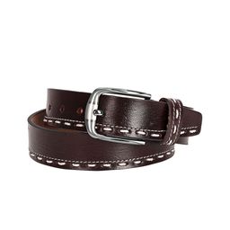 Leather World Men Brown Textured Leather Belt-image-98