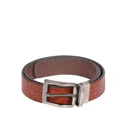 Hidesign Men Tan Brown Textured Reversible Leather Belt-image-52