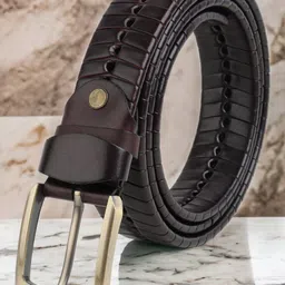 The Roadster Lifestyle Co. Men Brown Textured Leather Casual Belt-image-44