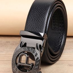 ZORO Men Black PU Alphabet Letter Lock Belt-image-49