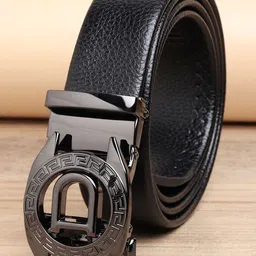 ZORO Men Black PU Alphabet Letter Lock Belt-image-95