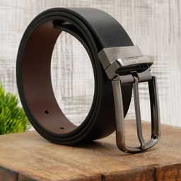 LOUIS STITCH Men Black Leather Reversible Formal Belt-image-6
