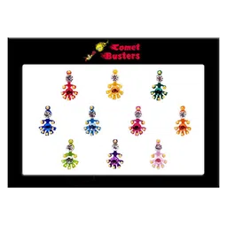 Comet Busters 10 Pcs Embellished Reusable Designer Bindis - Multicoloured-28