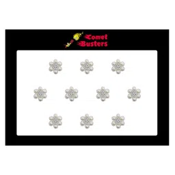 Comet Busters 10 Pcs Embellished Reusable Designer Bindis - White-13