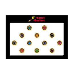 Comet Busters 12 Pcs Embellished Reusable Designer Bindis - Multicoloured-16