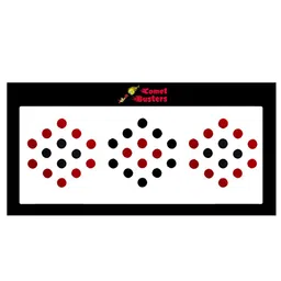 Comet Busters 42 Pcs Reusable Designer Round Bindis - Red & Black-68