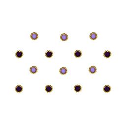 Comet Busters Lavender & Black Stone-Studded Round Shaped Bindis - 14 Pcs-43