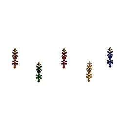 Comet Busters 5 Pcs Embellished Reusable Designer Bindis - Multicolored-14