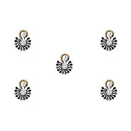 Comet Busters 5 Pcs Embellished Reusable Designer Bindis - Black & Gold-Toned image 2