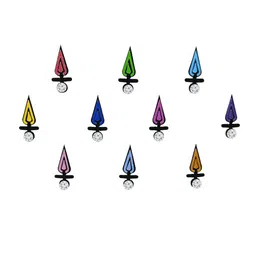 Comet Busters 10 Pcs Embellished Reusable Designer Bindis - Multicoloured image 2