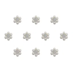Comet Busters 10 Pcs Embellished Reusable Designer Bindis - White image 2