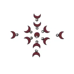 Comet Busters 11 Pcs Embellished Reusable Designer Bindis - Burgundy image 3